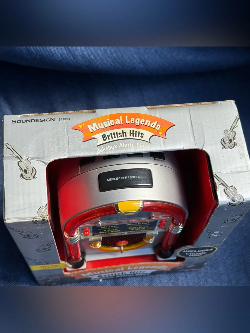Vintage 1992 Soundesign Beatles Jukebox Alarm Clock Model 3163B Box